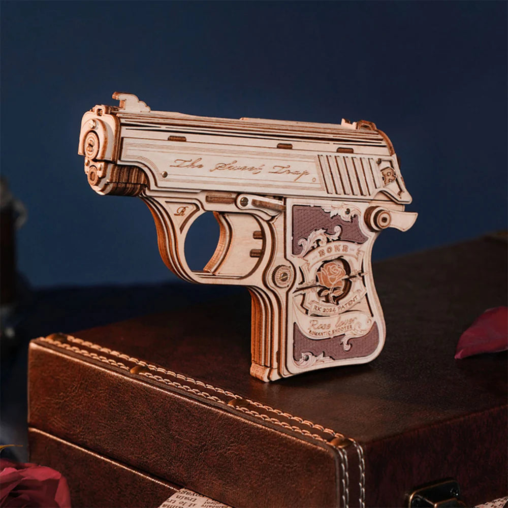 Drewniane Puzzle 3D - Półautomatyczny Pistolet