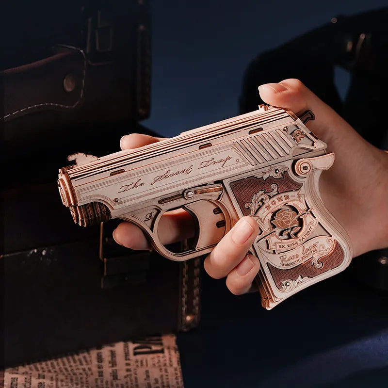 Drewniane Puzzle 3D - Półautomatyczny Pistolet
