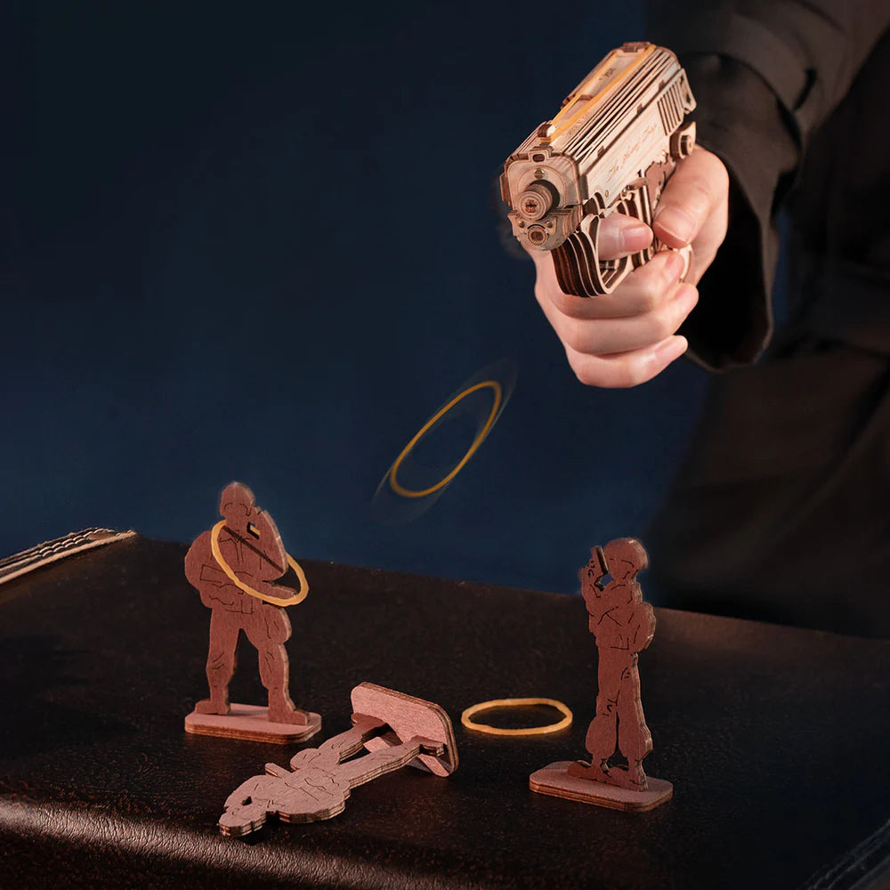 Drewniane Puzzle 3D - Półautomatyczny Pistolet