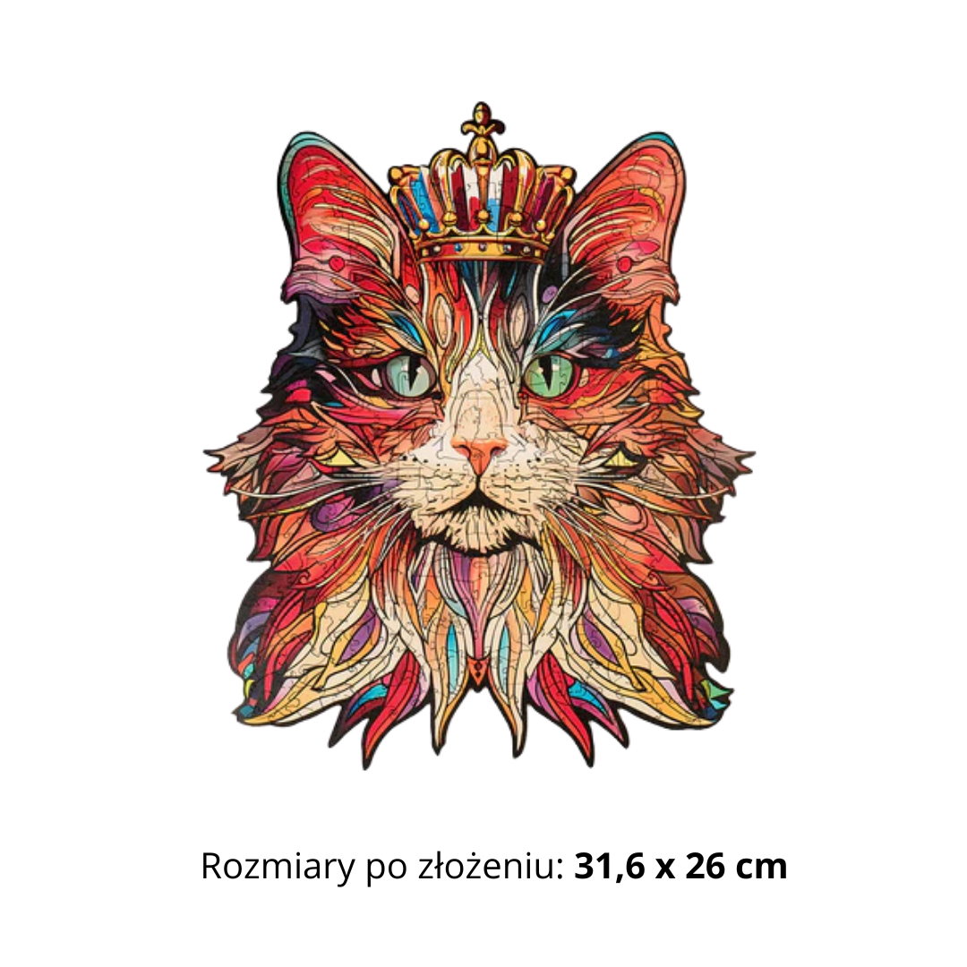 Drewniane Puzzle - Król Kot