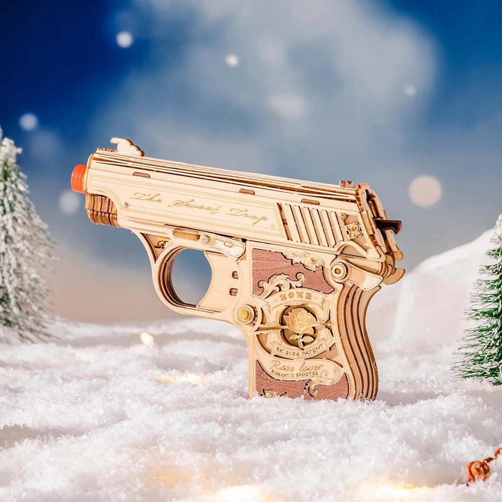 Drewniane Puzzle 3D - Półautomatyczny Pistolet