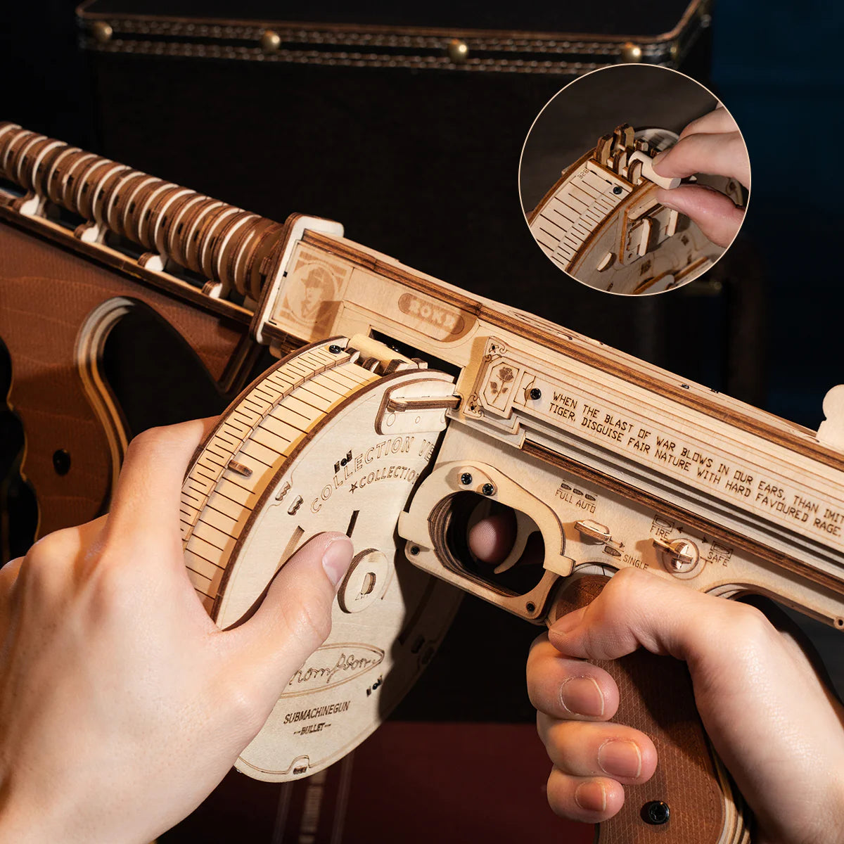 Drewniane Puzzle 3D - Pistolet maszynowy