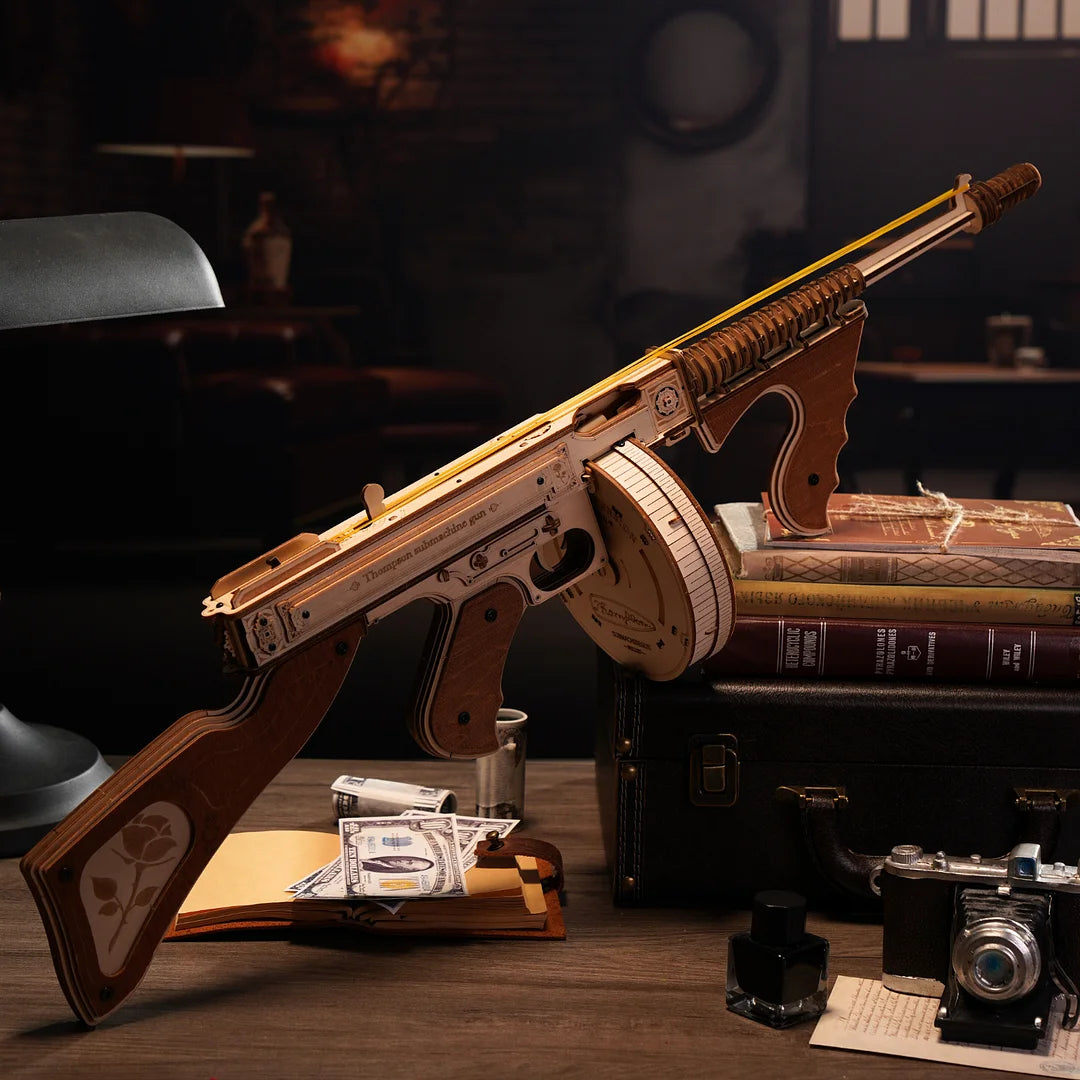 Drewniane Puzzle 3D - Pistolet maszynowy