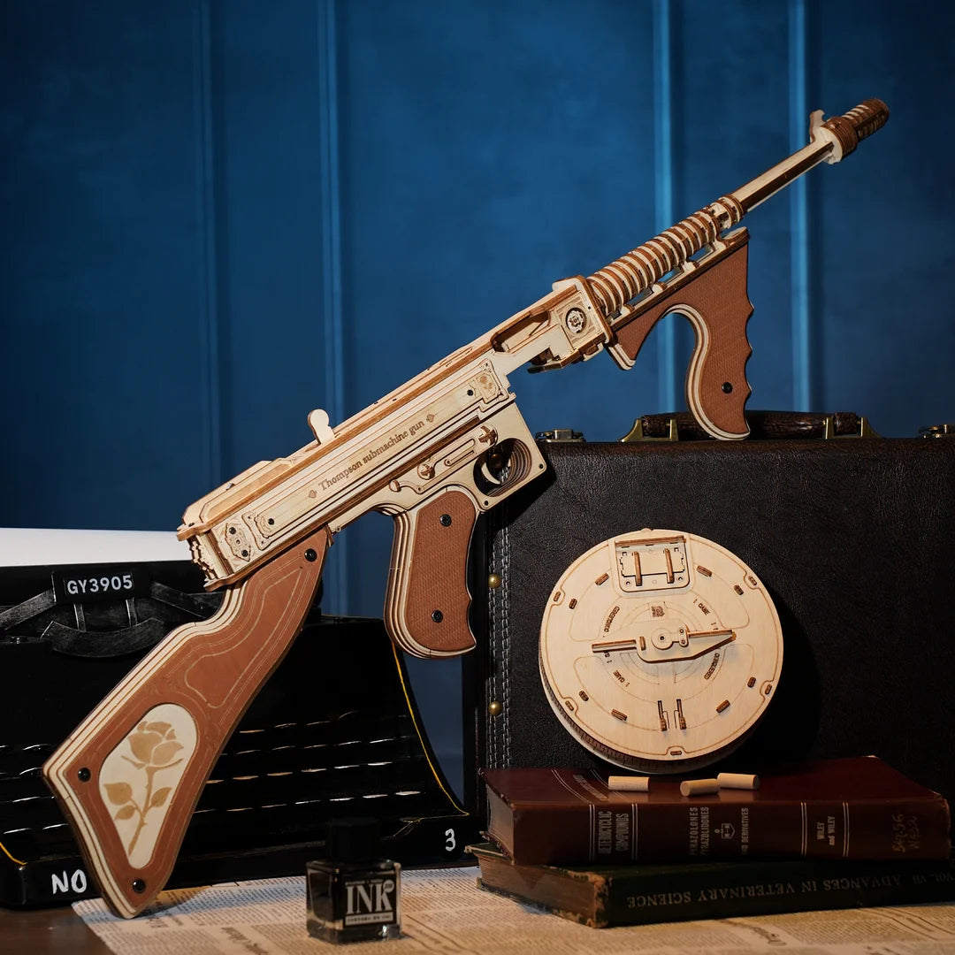 Drewniane Puzzle 3D - Pistolet maszynowy