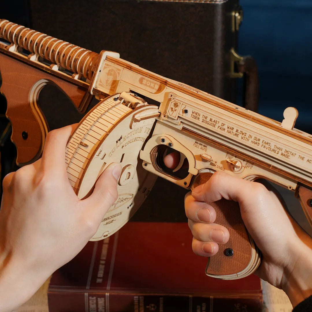 Drewniane Puzzle 3D - Pistolet maszynowy