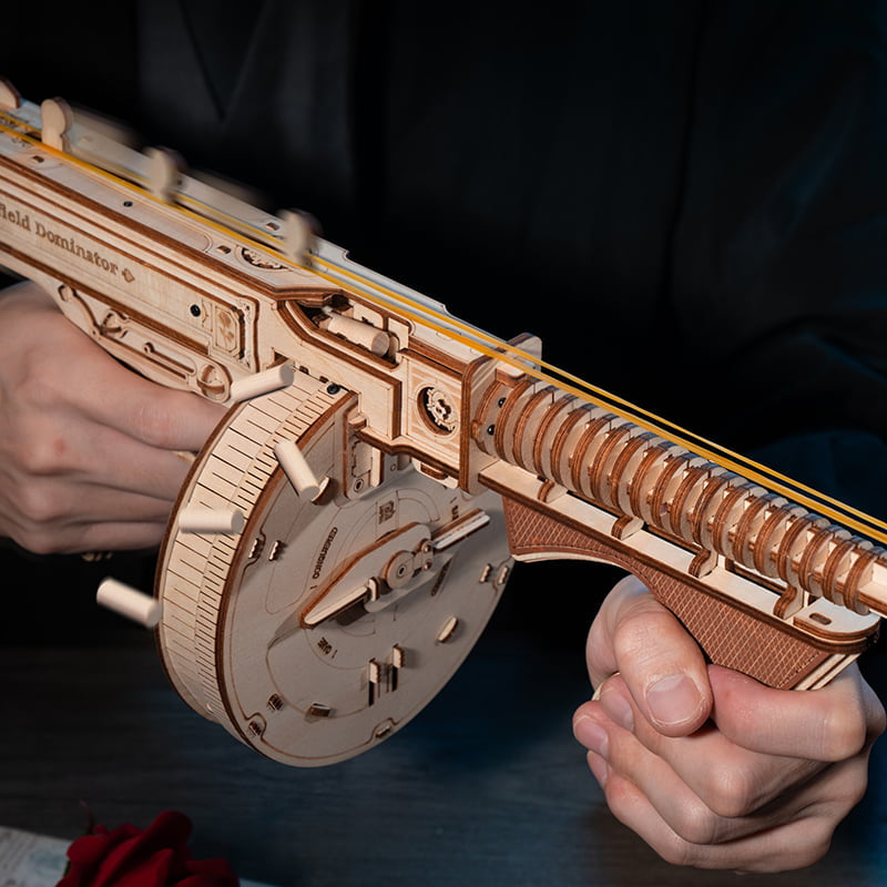 Drewniane Puzzle 3D - Pistolet maszynowy