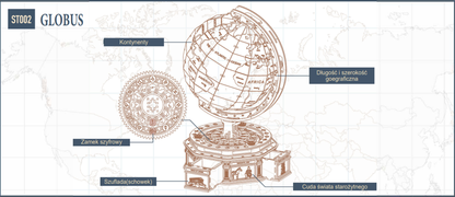 Drewniane Puzzle 3D - Globus